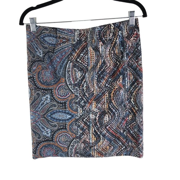 J. Jill Womens Ponte Pencil Skirt Multicolor Paisley Print Size S - Picture 1 of 4